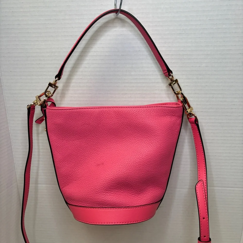Michael Kors Townsend Pink Leather Small Convertible Bucket Bag Crossbody - Picture 6 of 15